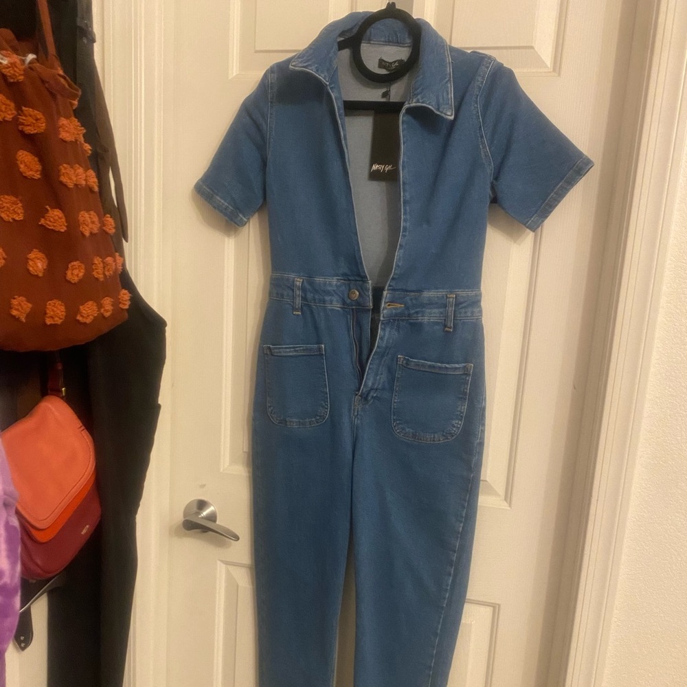 Nasty Gal Denim Jumpsuit NWT